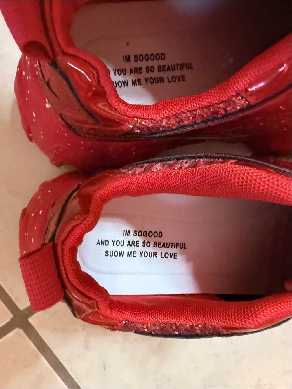 Vogue Red Glitter Chunky Sneakers